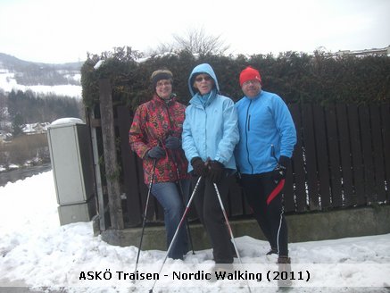 Nordic Walking am 02.02.2011: Bei kaltem Wetter und einer kleinen Brise Wind wagten sich 3 Personen mit ihren Nordic Walking Stöcken von Traisen nach Wiesenfeld und über den Hubhof nach Traisen zurück.